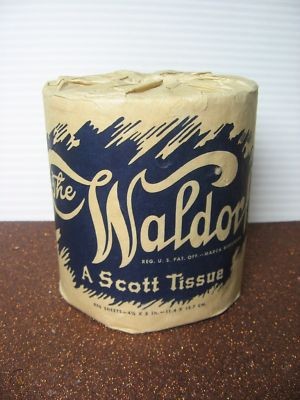 Rollo de papel higiénico viejo de la marca Waldorf, de la Scott Company