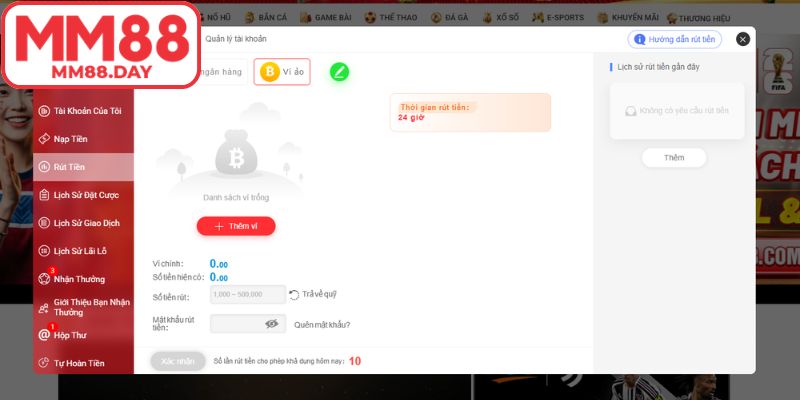 Lưu ý quan trọng khi hội viên giao dịch rút tiền MM88